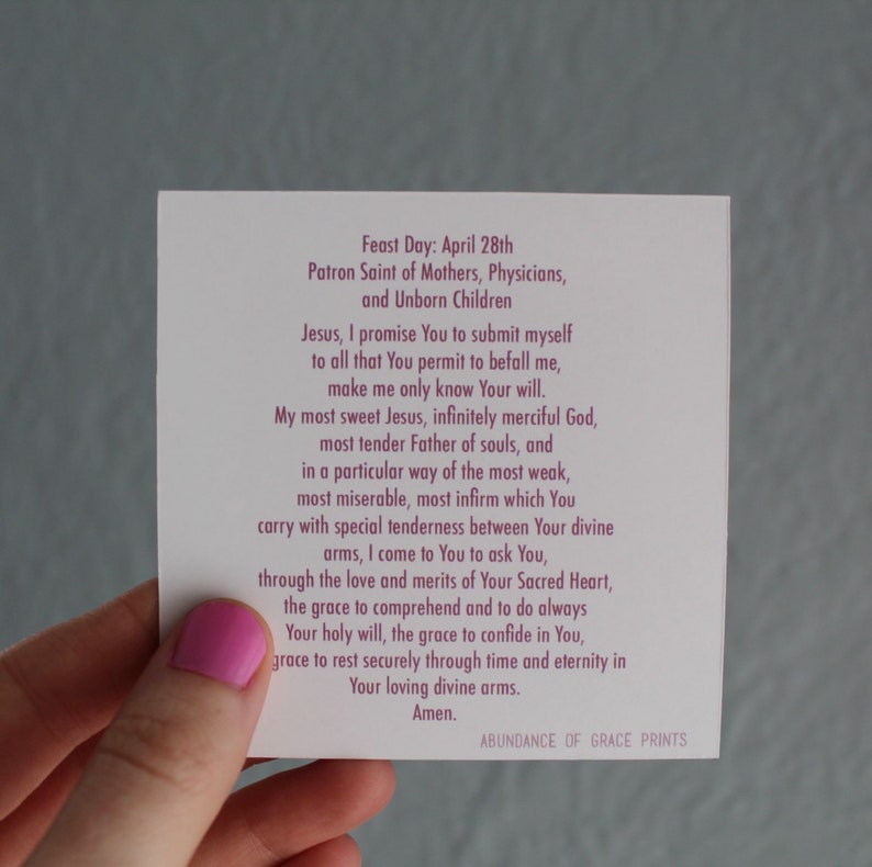 Saint Gianna Beretta Molla Prayer Card Catholic Saint Prayer Etsy