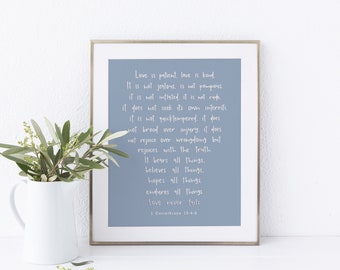 Love Is Print - 1 Corinthians 13 Print- Bible Verse - Digital Download - Christian Print - Catholic Gift - Wall Art - Wedding