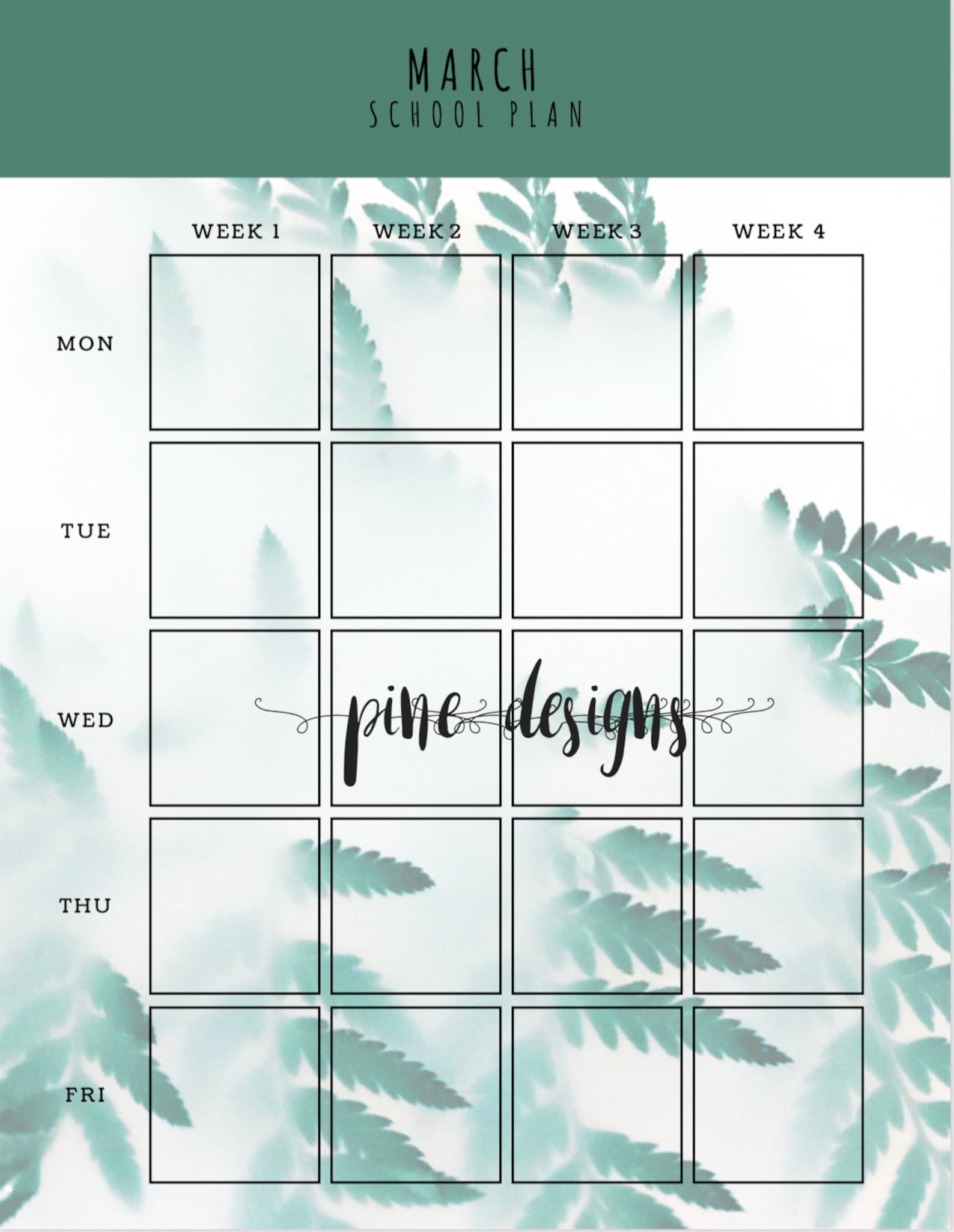 Monthly School Planner Printable
