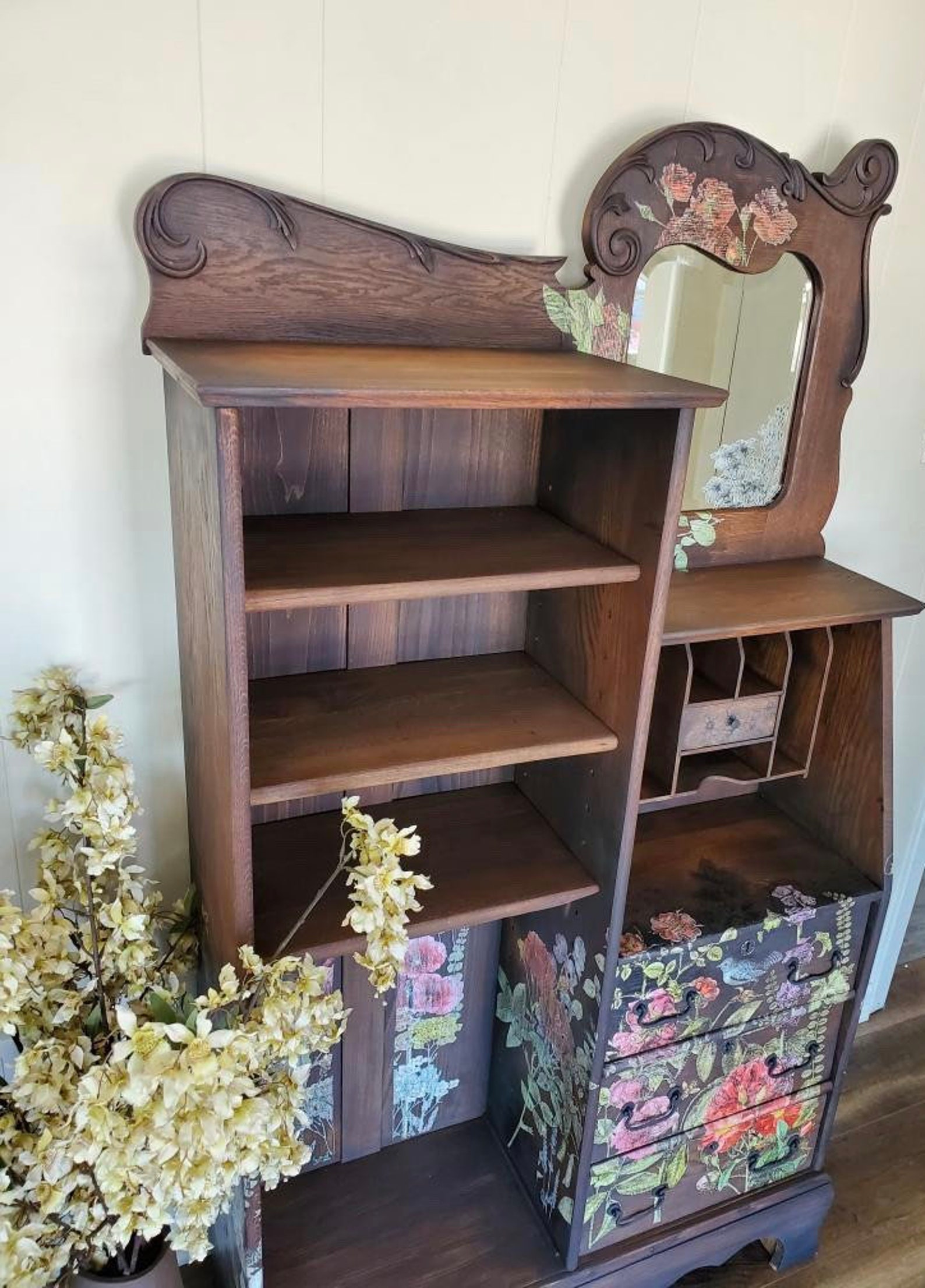 Vendido. Antique Larkin Desk Bookcase Statement Piece Etsy