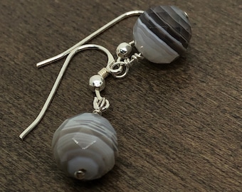 Faceted Botswana Agate Sterling Silver Earrings