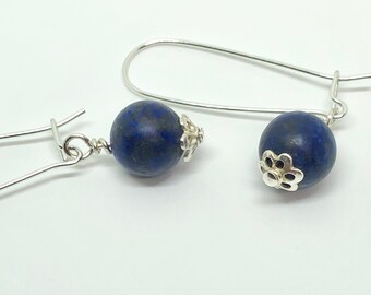 Matt Finish Lapis Sterling Silver Earrings