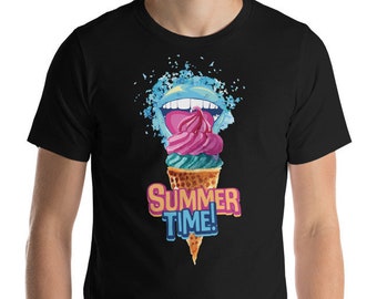 T-Shirt Summer Time Ice Cream Funny Icecream Cone T-shirt Summer Unisex T-Shirt