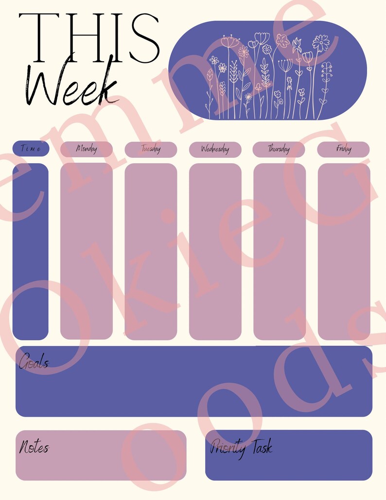Daily/weekly/monthly Planner Templates Flowers Etsy