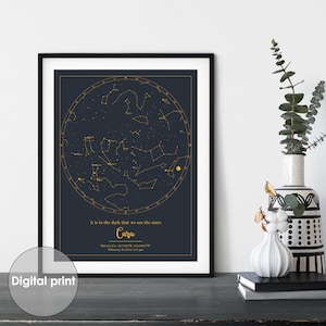 Printable Personalized Birth Gift Date Digital , Star Map, Printable Graphic Poster, Astronomy Gifts Art Print, Constellation Map