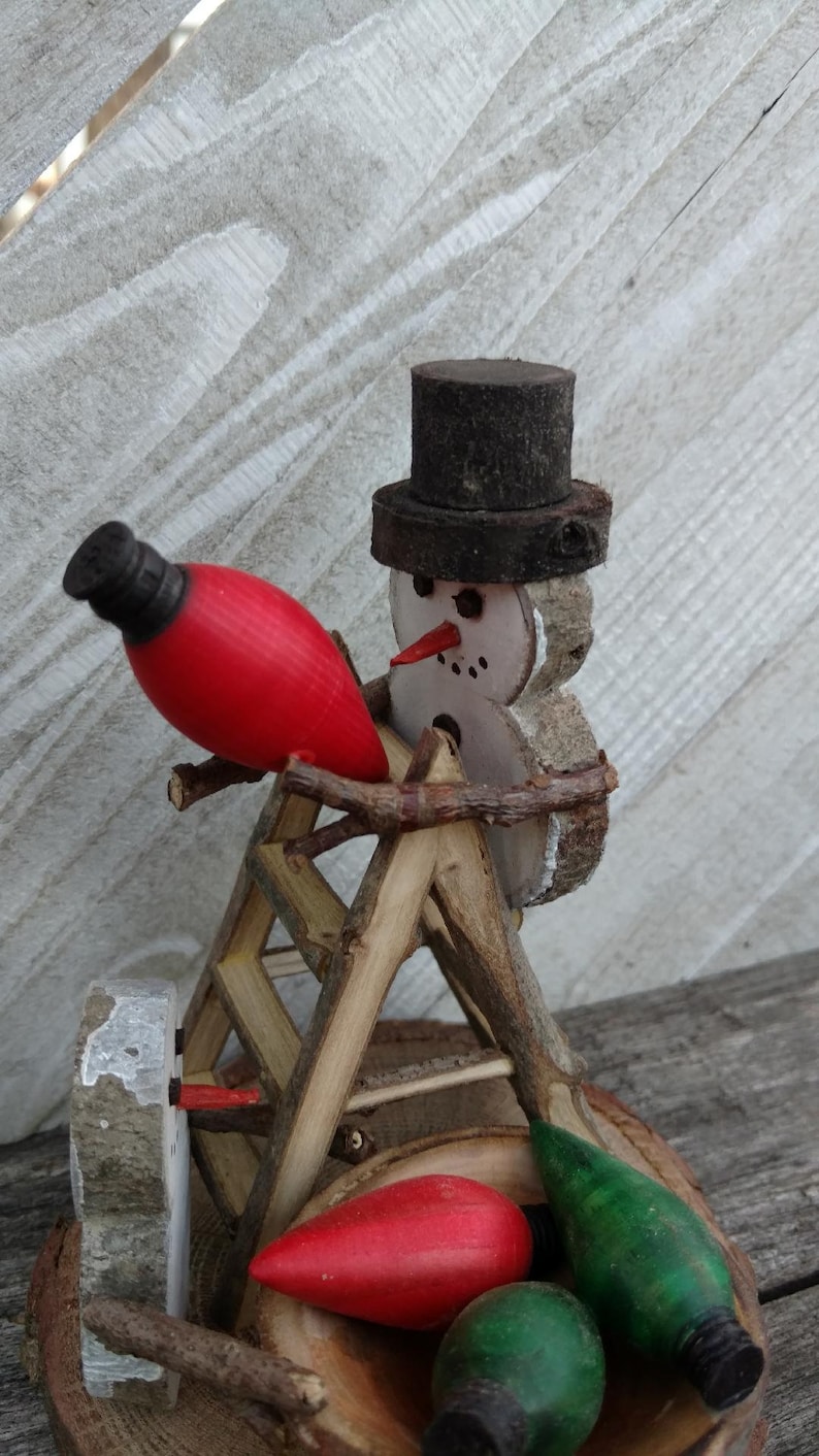 Rustic Snowman kids Hanging Lightbulbs Figurine