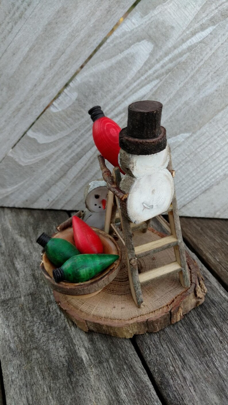 Rustic Snowman kids Hanging Lightbulbs Figurine