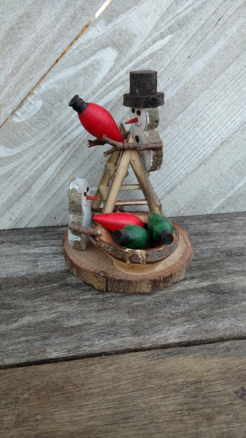 Rustic Snowman kids Hanging Lightbulbs Figurine