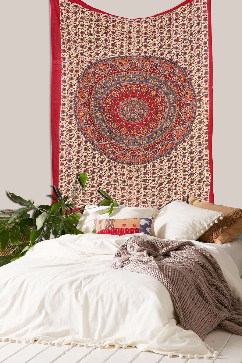 Beautiful Wall Hanging Queen Size Tapestry Bedding Bedspread Royal 