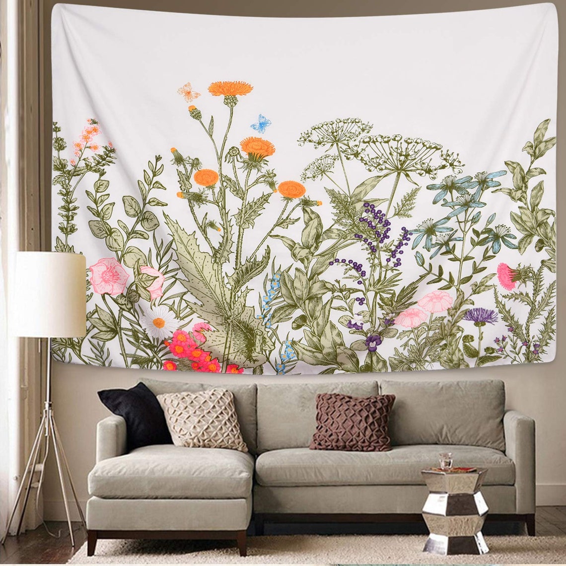 Tapestry Colorful Floral Plants Vintage Herbs Tapestry Wild Etsy