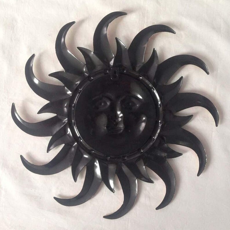 15.7'' Black Sun Face Wall Decor for Indoor Outdoor Etsy