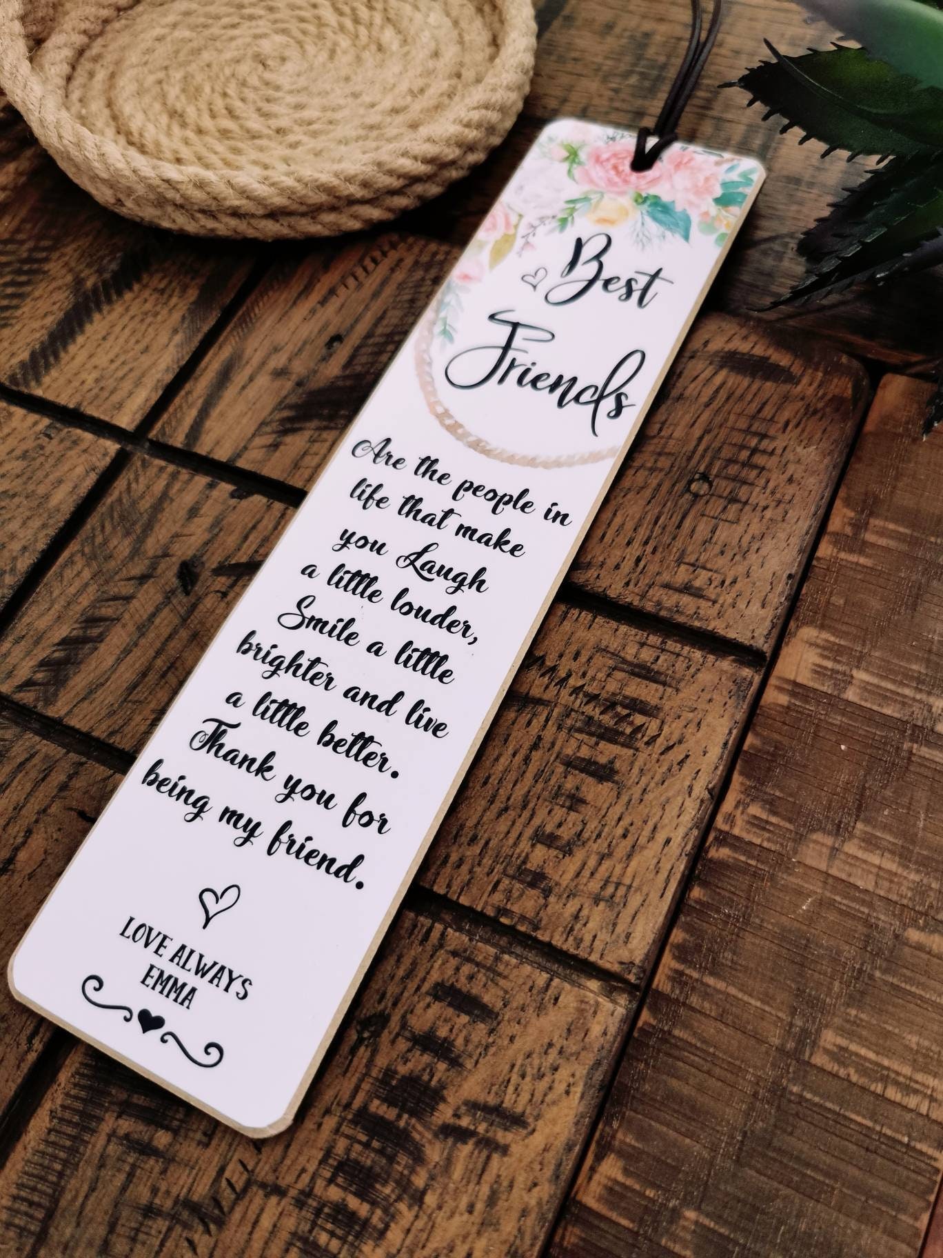 Personalised Bookmark Best Friend Custom Friendship Etsy