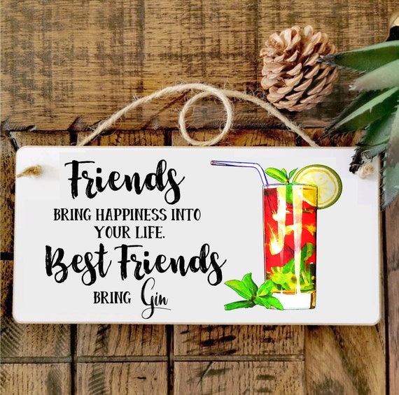 Hanging Plaque Gin Text Funny Quote Friend Gift Gin Quote Etsy