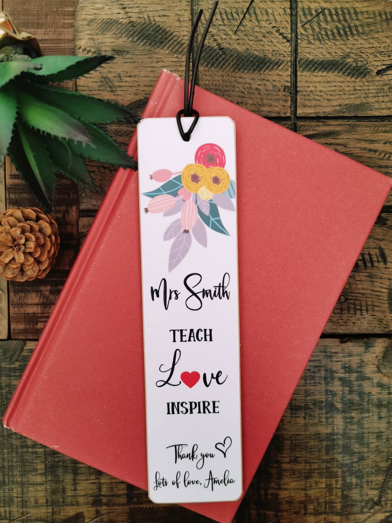 Teacher Gift Personalised Bookmark Teacher Custom Quote School Etsy