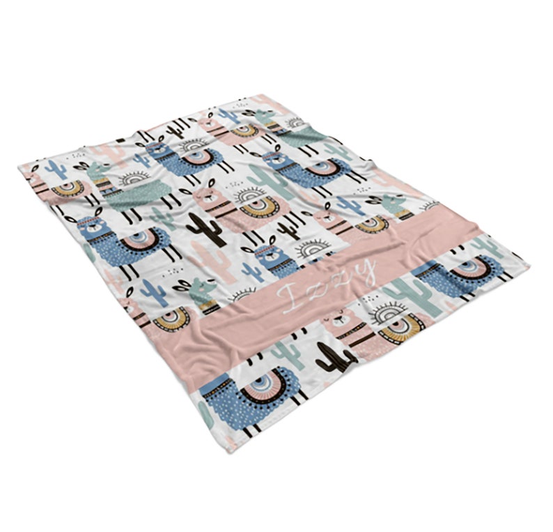 Personalized Llama Blanket Furry Fleece Throw Llama Decor Etsy