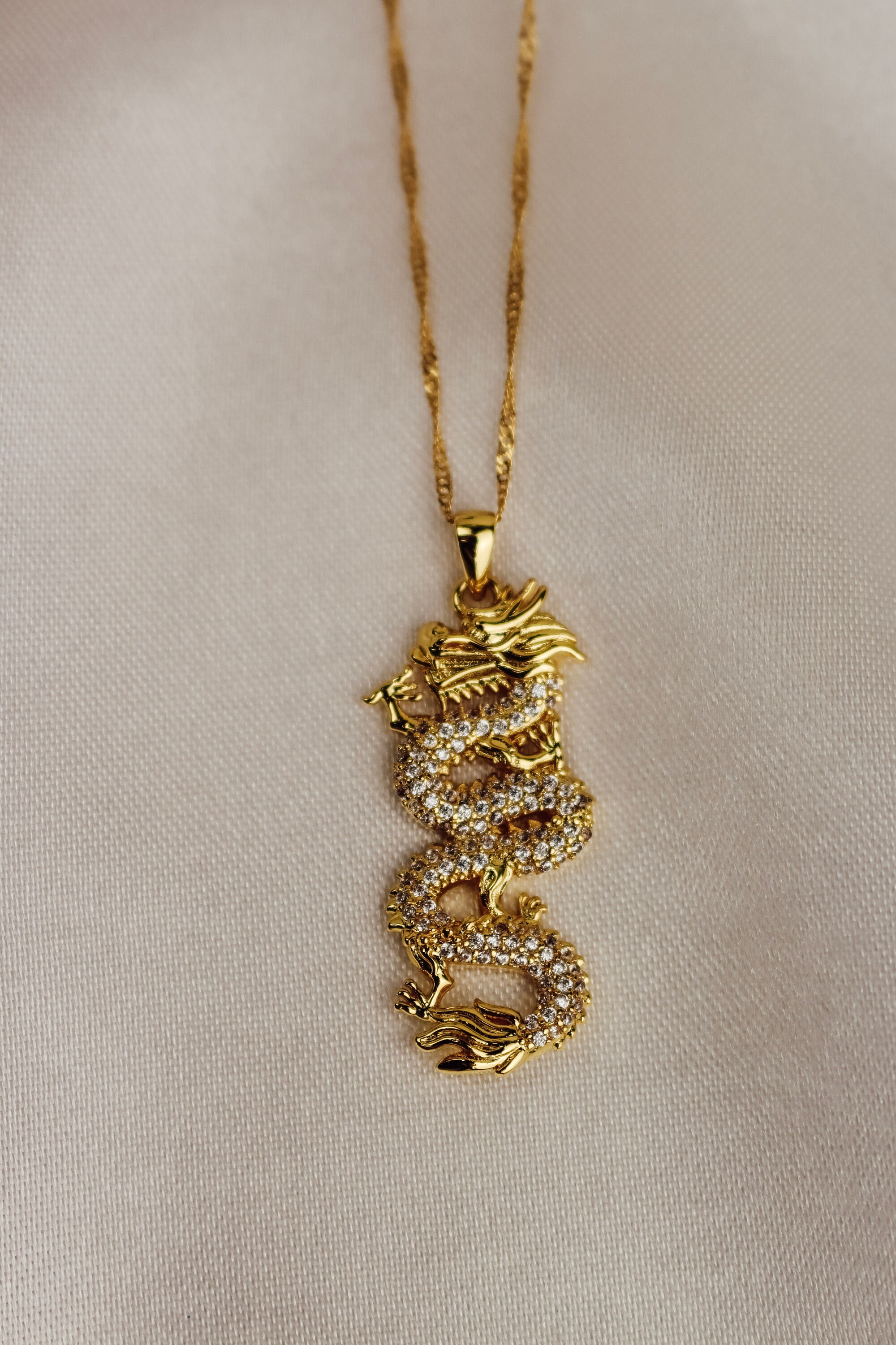 24K Gold Filled Dragon Necklace Etsy