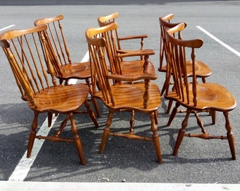 Ethan Allen Heirloom Duxbury Windsor Fiddleback 6 Chairs 10-6020 Nutmeg 2 Arm 4 Side Chairs Lowest SALE Shipping 200-600