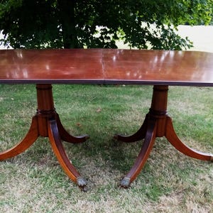Antique Mahogany Duncan Phyfe Style Dining Table Total of 120&quot; with 2 Leaves ONE WEEK SALE!