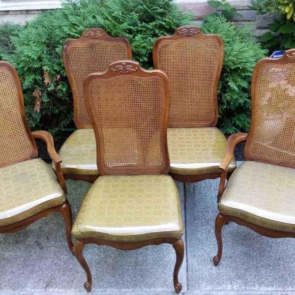 Mid-Century Queen Anne Cane Back Dining Chairs Set of 5 Dining Chairs 2 Arm Chairs and 3 Side Chairs Shipping will be based on your zip code