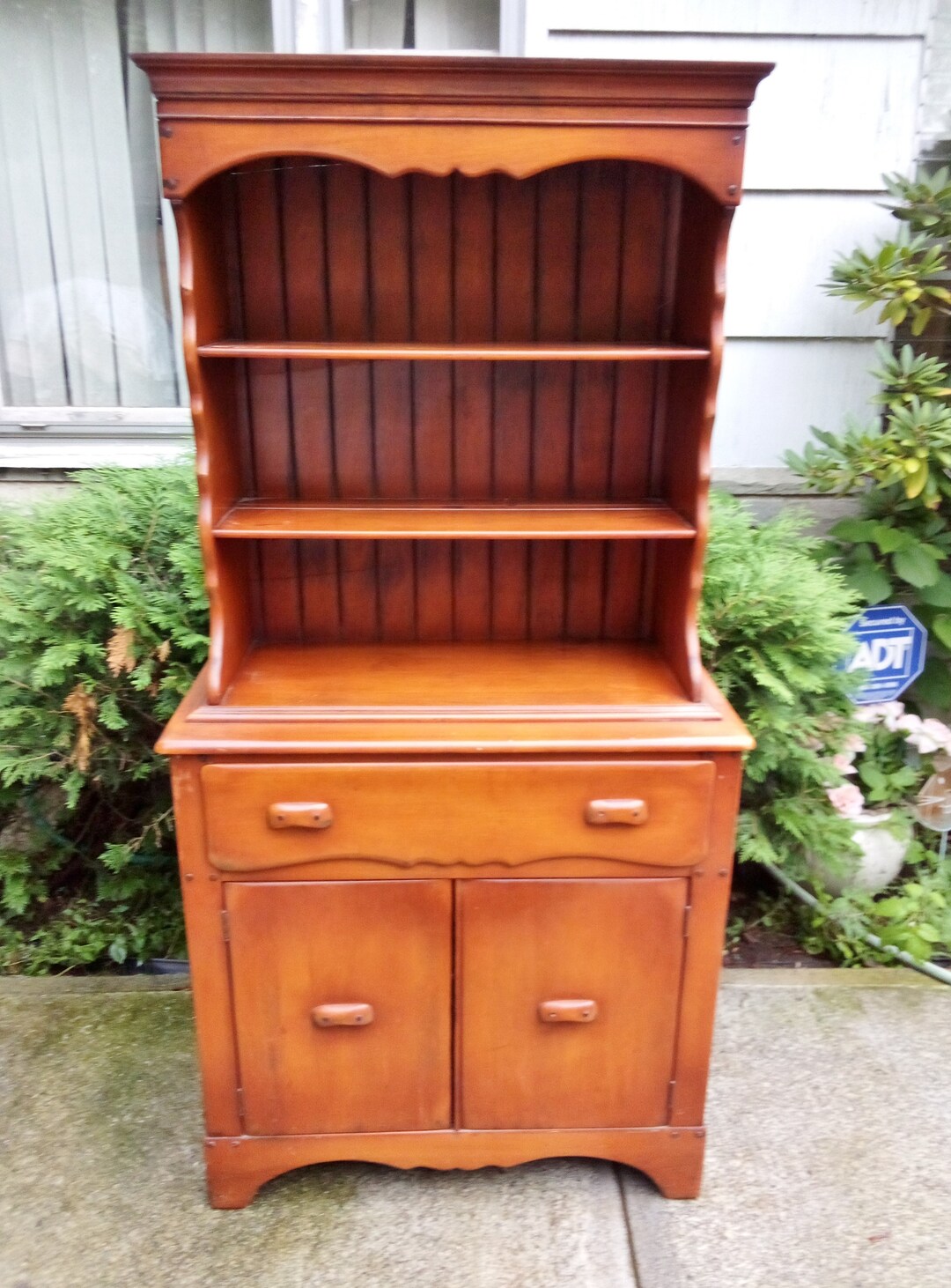 Antique Maple Hutch With Wooden Handles Rustic Farmhouse China