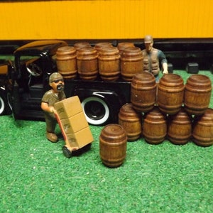 O Scale Whiskey Barrels 1:48 -1/32 set of 16 Barrels Electric trains scenery made by hand