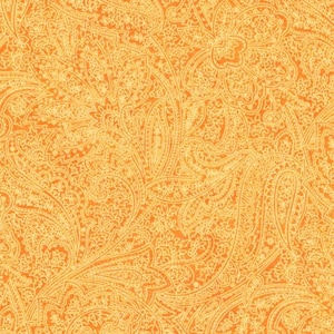 Tonal Orange Paisley, FLANNEL fabric by the yard