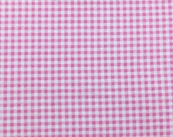 Pink Gingham, FLANNEL fabric by the yard