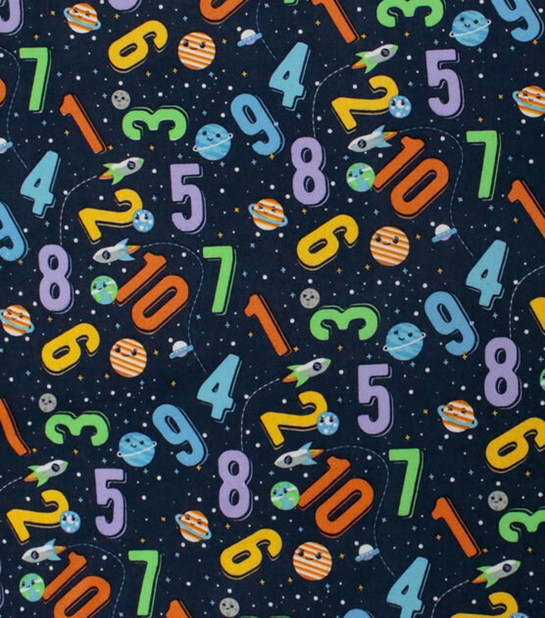 Numbers FLANNEL Fabric by the Yard Etsy