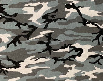 Small Camo Gray, FLANNEL fabric by the yard