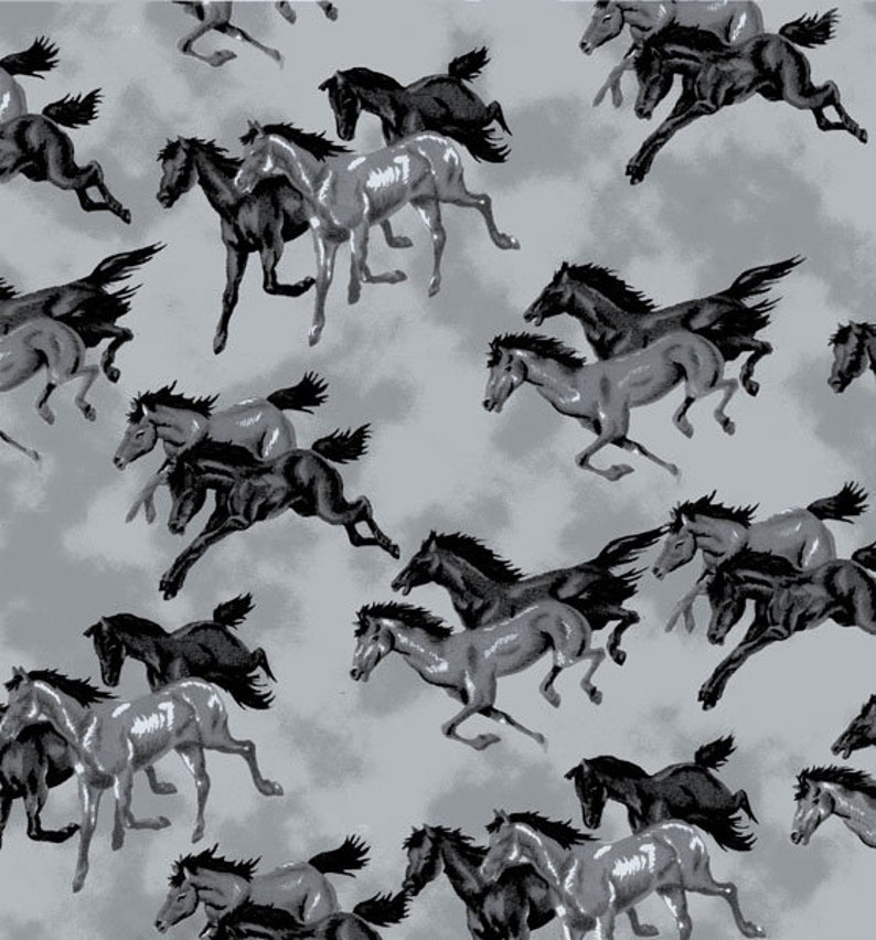 Horses FLANNEL Fabric by the Yard Etsy
