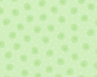 Swirl Dot Green, FLANNEL fabric by the yard