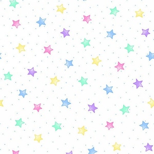 Stars Pastel, FLANNEL fabric by the yard
