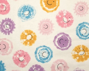 Pop Smile Face Blob, FLANNEL fabric by the yard