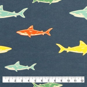 Pop Sharks, FLANNEL fabric by the yard