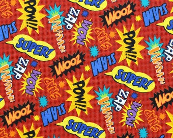 Comic Book Words, FLANNEL fabric by the yard