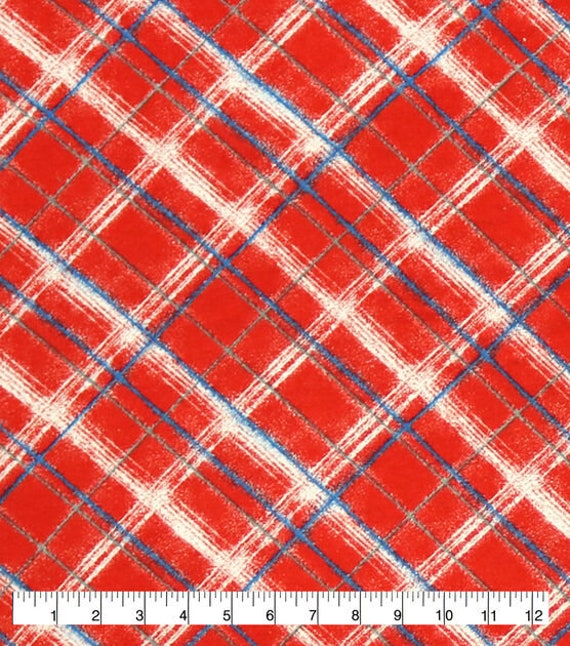 Americana Red Plaid, FLANNEL fabric by the yard