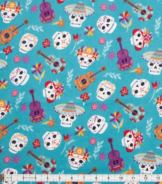 Day of the Dead Skeleton Faces FLANNEL Fabric by the Yard - Etsy