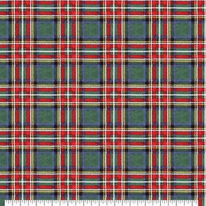 Green Tartan Plaid, FLANNEL fabric by the yard