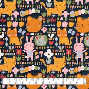 Sweet Graphic Animals, FLANNEL fabric by the yard