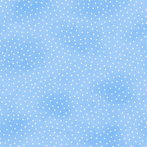 May include: A light blue background with a white polka dot pattern.