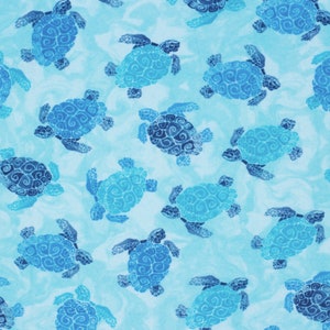 Swimming Turtles, FLANNEL fabric by the yard