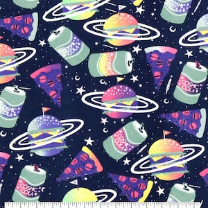 Cosmic Foods, FLANNEL fabric by the yard