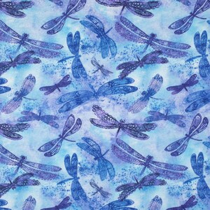 Watercolor Dragonfly, FLANNEL fabric by the yard