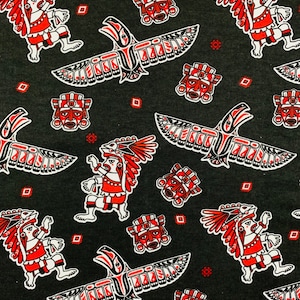 Southwest Eagles Black and Red, FLANNEL fabric by the yard
