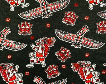 Southwest Eagles Black and Red, FLANNEL fabric by the yard
