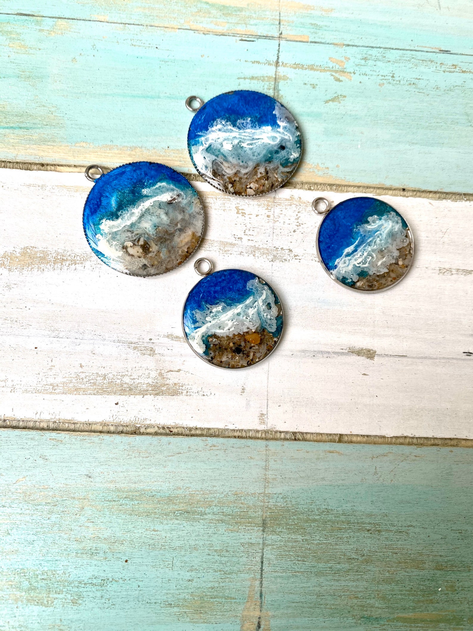 Beach Cremation Art Pendant Ocean Pendant AshesCremation Etsy