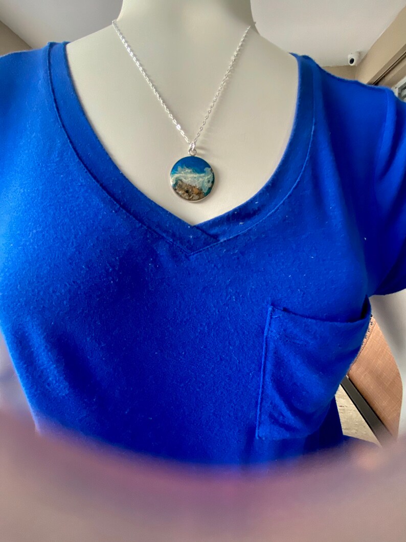 Beach Cremation Art Pendant Ocean Pendant AshesCremation Etsy