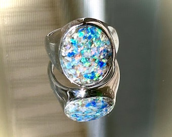 Pet Memorial Ring, Stainless Steel Opal Keepsake Ring Unisex, Cremation Jewelry, Pet ash memorial
