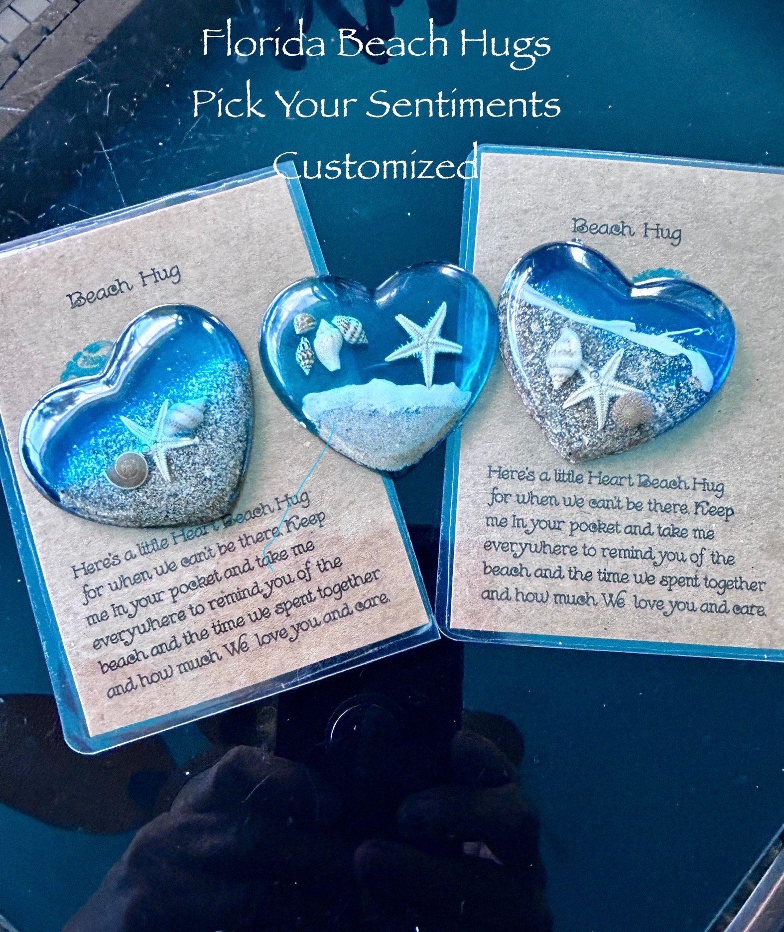 Beach Hug, Heart Hug, Beach Sand,Pocket Hug,Heart Keepsake, anxiety aid, Resin Heart, Made in Fl, Beach Wedding Favors, Bridal Shower Favors