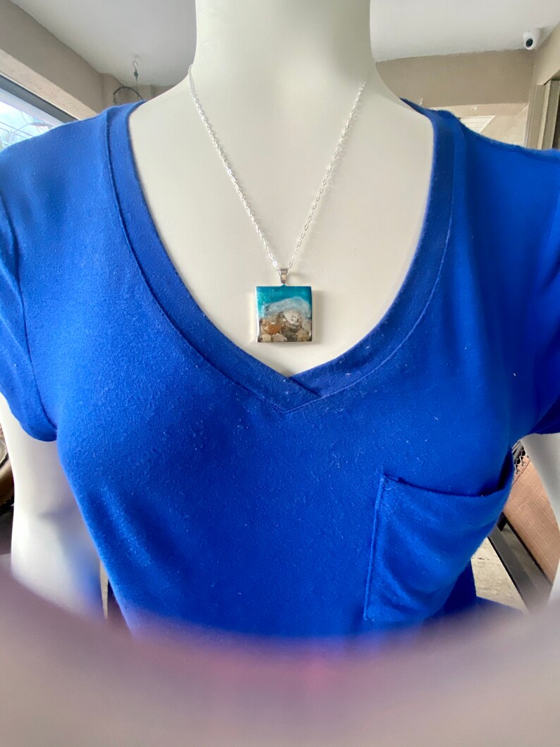 Beach Cremation Art Pendant Ocean Pendant AshesCremation Etsy